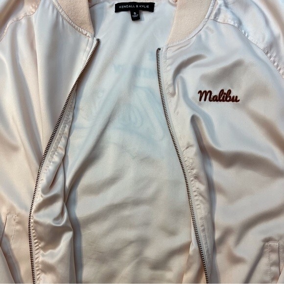 Kendall & Kylie Satin Bomber Jacket Peach Size S - Picture 8 of 11